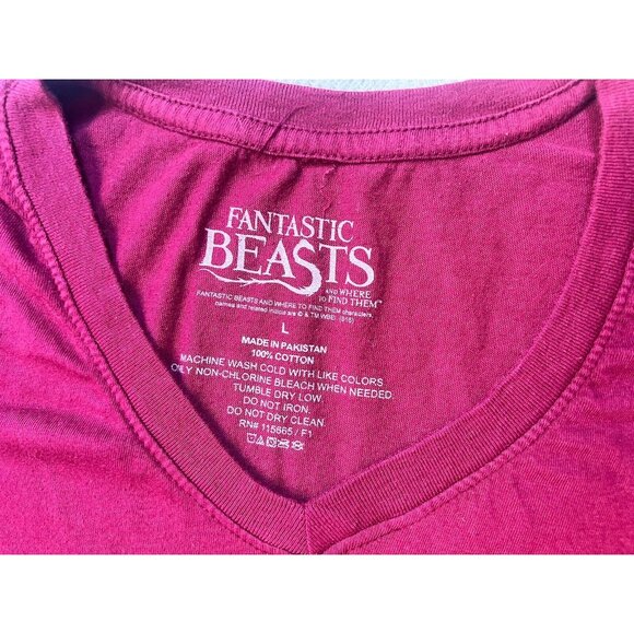 Fantastic Beasts And Where To Find Them No-Maj Girls T-Shirt Large V-neck Red - Picture 2 of 7